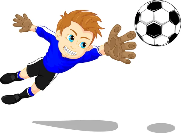 Soccer labdarúgó kapus a cél mentése — Stock Vector