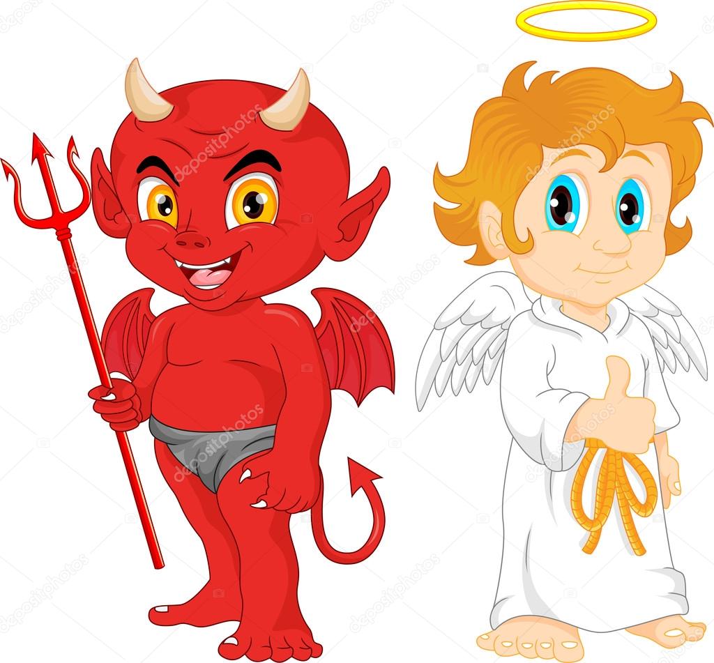 Dessin animé petit ange et diable Vecteur par ©lawangdesign 118403592