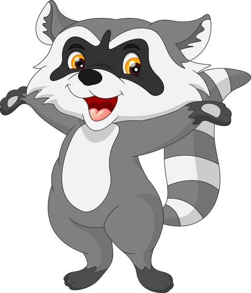 Racoon cartoon waving — Stock Vector