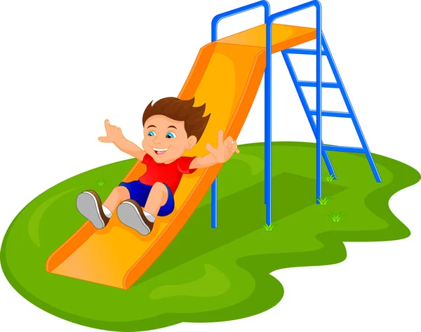 Boy sliding in the Park — Stock Vector
