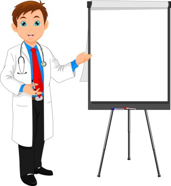 genç doktor ve boş işareti