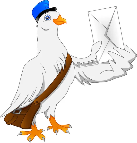 Kreskówka Śmieszne Gołąb Ptak Dostarczając List — Wektor stockowy