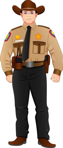 Joven Sheriff Una Pose Aislada Sobre Fondo Blanco — Vector de stock