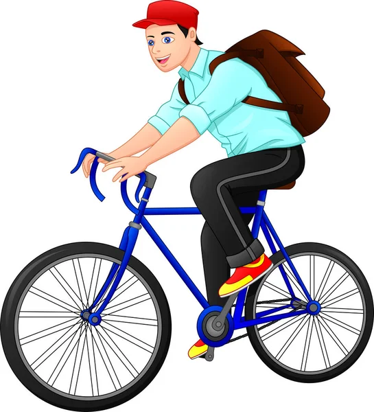 Lindo Hombre Trabajar Una Bicicleta — Vector de stock