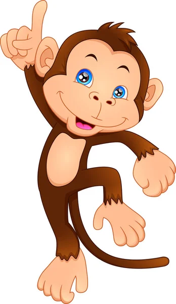 Cute Monkey Cartoon White Background — Stock Vector