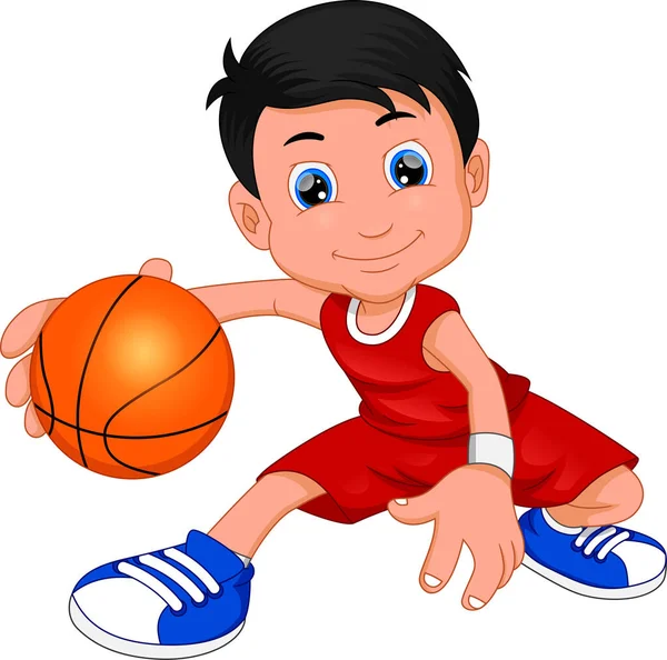 Cartone Animato Ragazzo Giocare Basket - Vettoriale Stock di ©lawangdesign  404445346