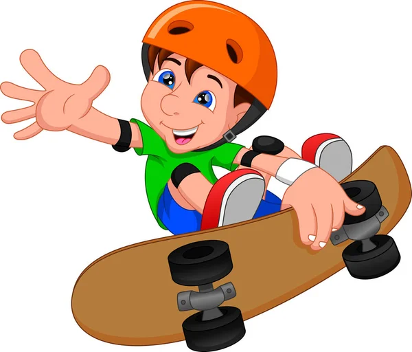 Menino Está Jogando Skate Board — Vetor de Stock