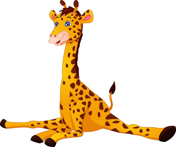 Söt Giraff Tecknad Vit Bakgrund — Stock vektor