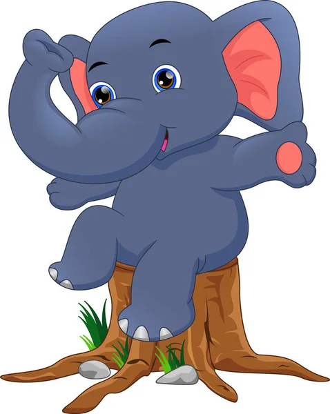 Bonito Bebê Elefante Desenhos Animados —  Vetores de Stock