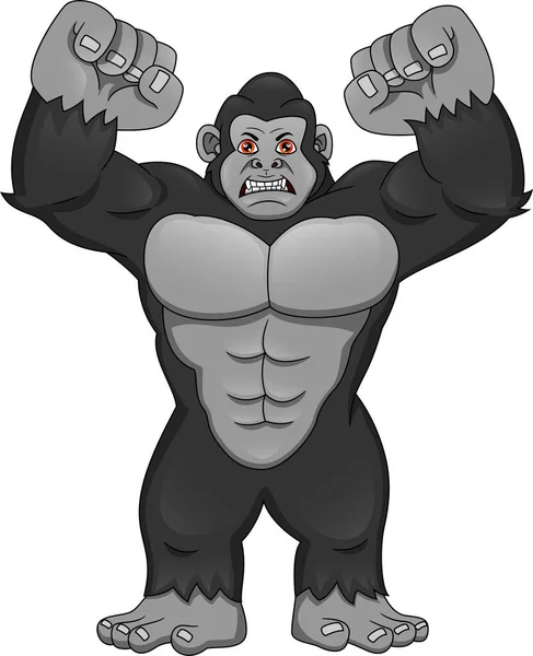 Desenho Animado Gorila Fundo Branco — Vetor de Stock