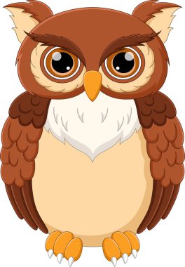 Baykuş çizgi filmi beyaz arkaplanda izole edildi