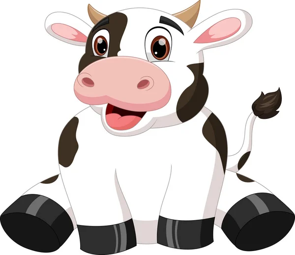 Cute Baby Cow Cartoon White Background — Stock Vector