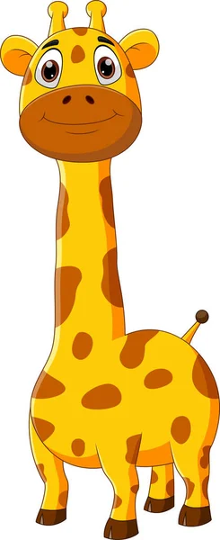Söt Giraff Tecknad Isolerad Vit Bakgrund — Stock vektor