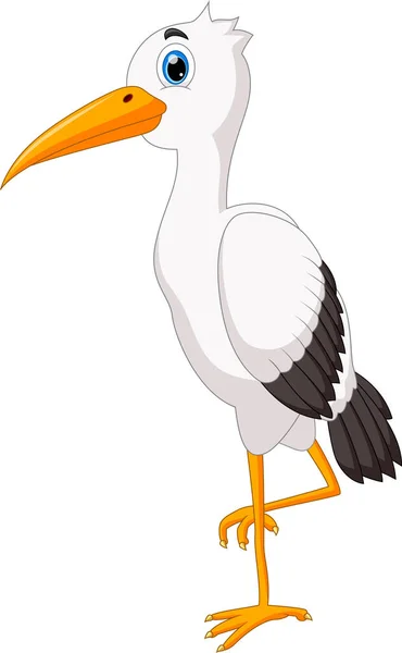 Pelican Carino Cartone Animato Isolato Sfondo Bianco — Vettoriale Stock