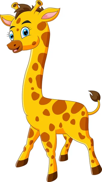 Söt Giraff Tecknad Isolerad Vit Bakgrund — Stock vektor