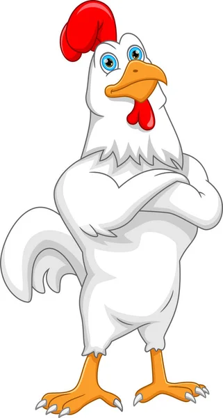 Cute Chicken Cartoon Isolated White Background — Stock Vector