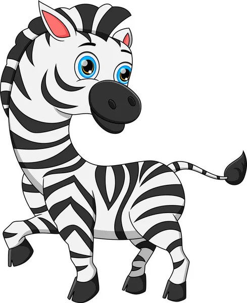 Cute Zebra Cartoon Isolated White Background — Stock Vector
