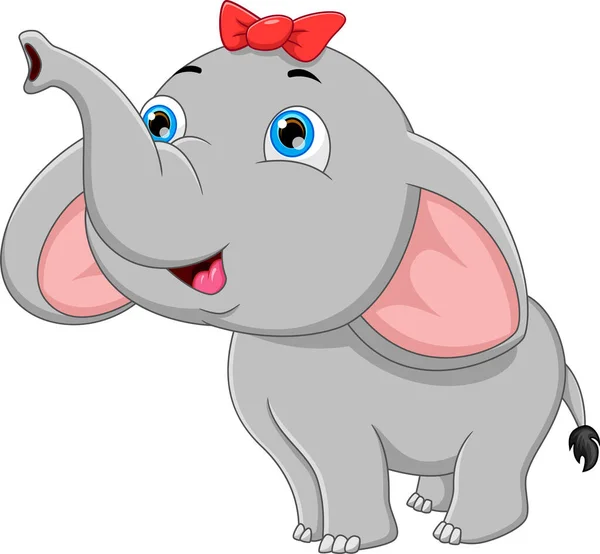 Bonito Elefante Desenhos Animados Fundo Branco — Vetor de Stock