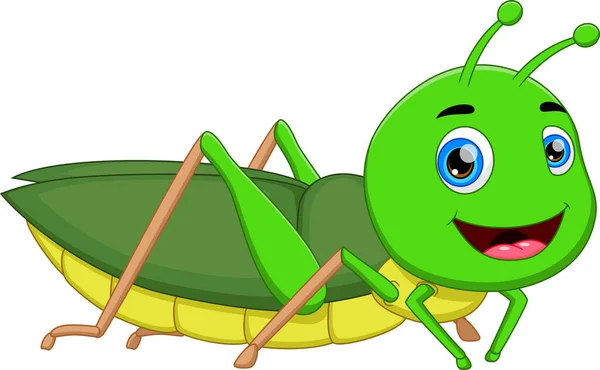 Cartoon Grasshopper Posing Smiling — Stock Vector