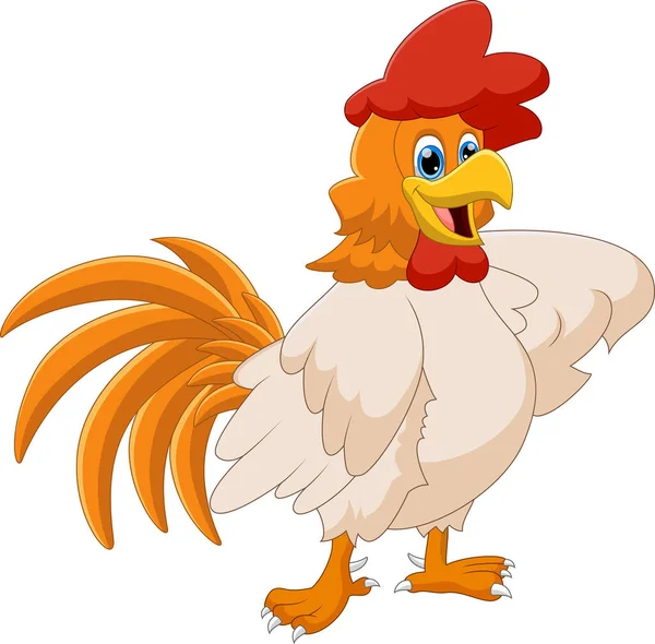 Cartoon Rooster Posing White Background — Stock Vector