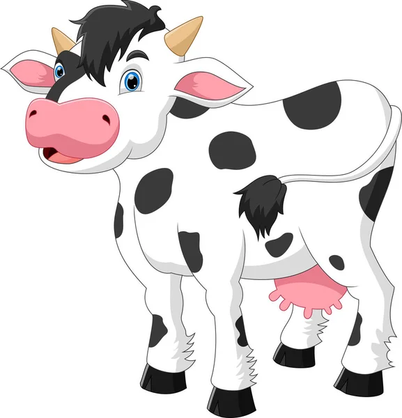 Cow Cartoon Smile White Background — Stock Vector