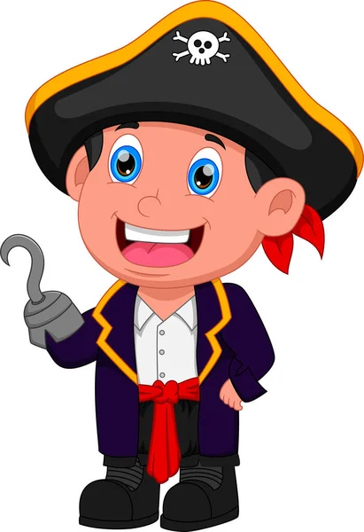 Niño Dibujos Animados Con Traje Pirata — Vector de stock