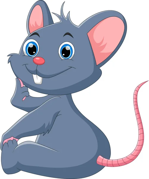 Souris Dessin Animé Posant Assis — Image vectorielle