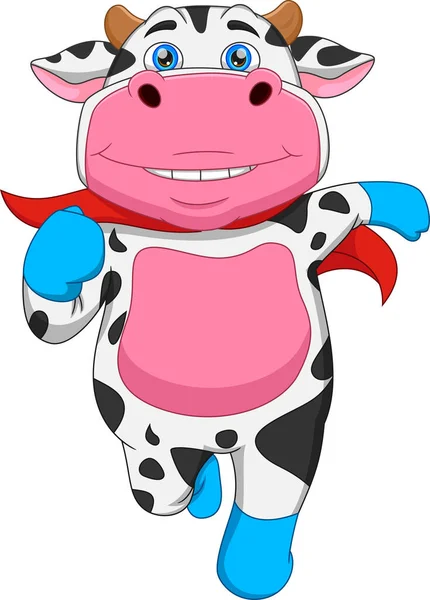 Cow Superhero Cartoon Isolated White Background — Stock Vector