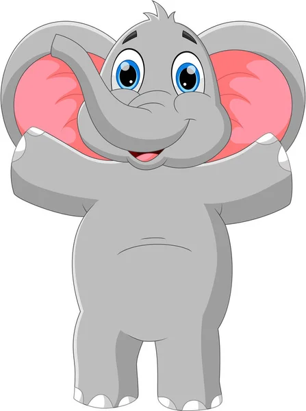Desenho Animado Bebê Elefante Acenando Isolado Fundo Branco — Vetor de Stock