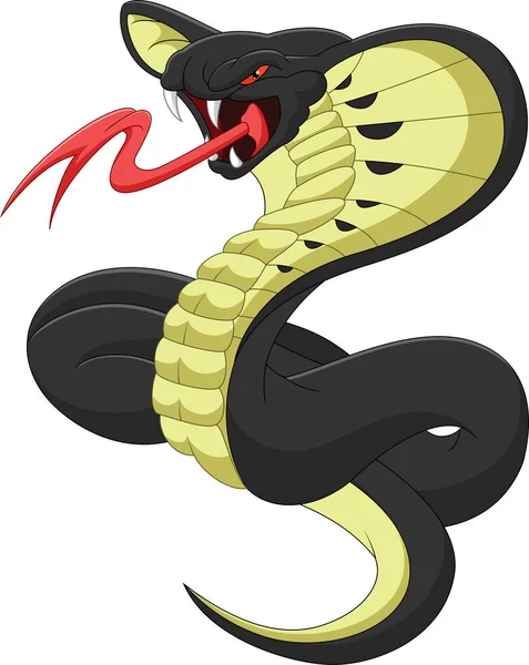 Selvaggio Cobra Serpente Cartone Animato Isolato Sfondo Bianco — Vettoriale Stock