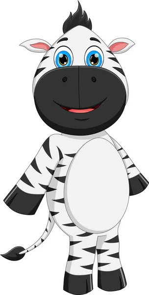 Roztomilý Zebra Karikatura Izolované Bílém Pozadí — Stockový vektor