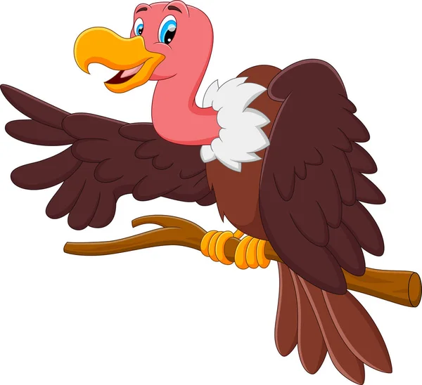 Avvoltoio Dei Cartoni Animati Sull Albero Che Ondeggia — Vettoriale Stock