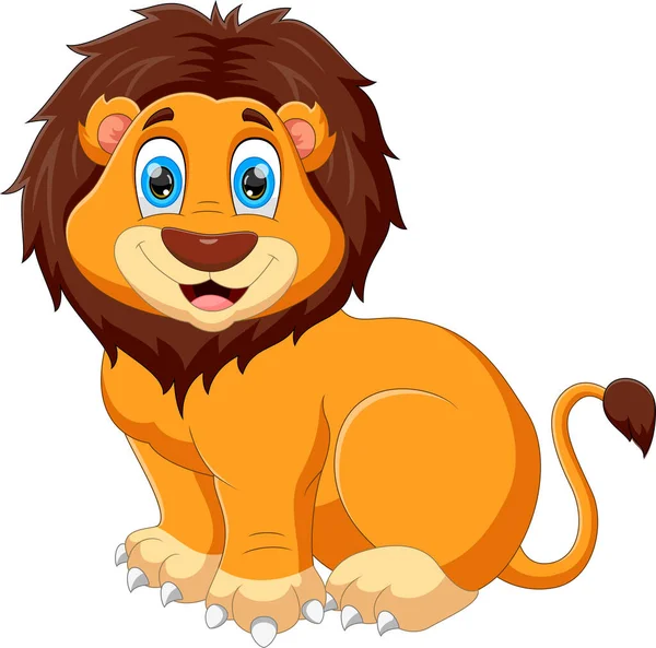 Dessin Animé Bébé Lion Posant Souriant — Image vectorielle