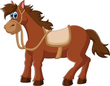 beyaz arka planda şirin at çizgi filmi