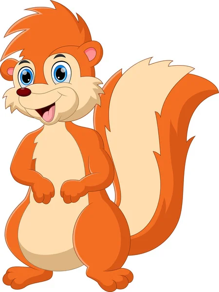 Cartoon Cute Squirrel Posing — Stock Vector