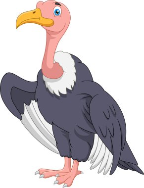 Beyaz arka planda sevimli çizgi film akbabası