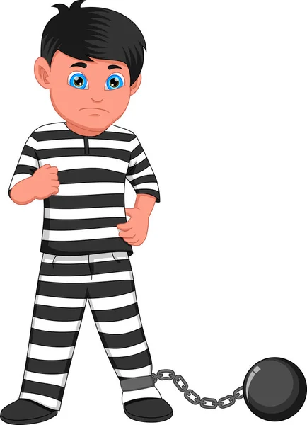 Sad Young Prisoner Cartoon — Stock Vector