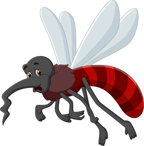白色背景的疲惫的蚊子漫画 — 图库矢量图片