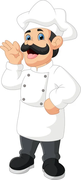 白色背景的可爱卡通厨师 — 图库矢量图片