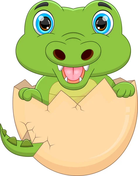 Karikatura Dítě Krokodýlí Líhnutí Vejce — Stockový vektor