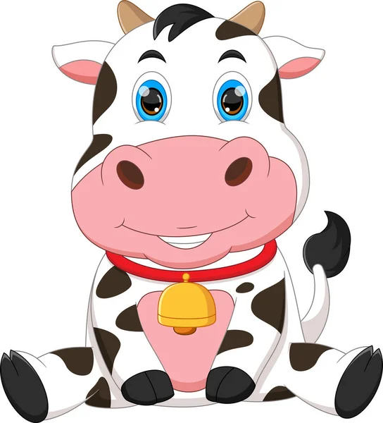 Cartoon Niedliche Baby Kuh Posiert Sitzend — Stockvektor