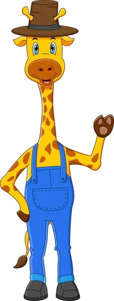 Schattig Giraffe Cartoon Zwaaien — Stockvector