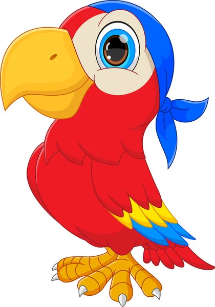 Beyaz Arkaplanda Sevimli Papağan Karikatürü — Stok Vektör