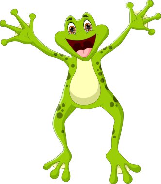 cute frog cartoon isolated on white background clipart