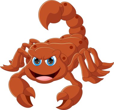 Beyaz arkaplanda sevimli akrep karikatürü