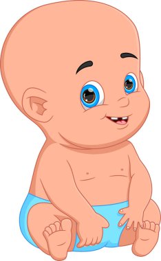 Beyaz arka planda izole edilmiş şirin bebek bakıcılığı çizgi filmi.