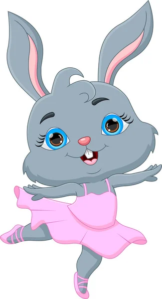 Cartoon Lustige Kaninchen Ballerina Auf Weißem Hintergrund — Stockvektor