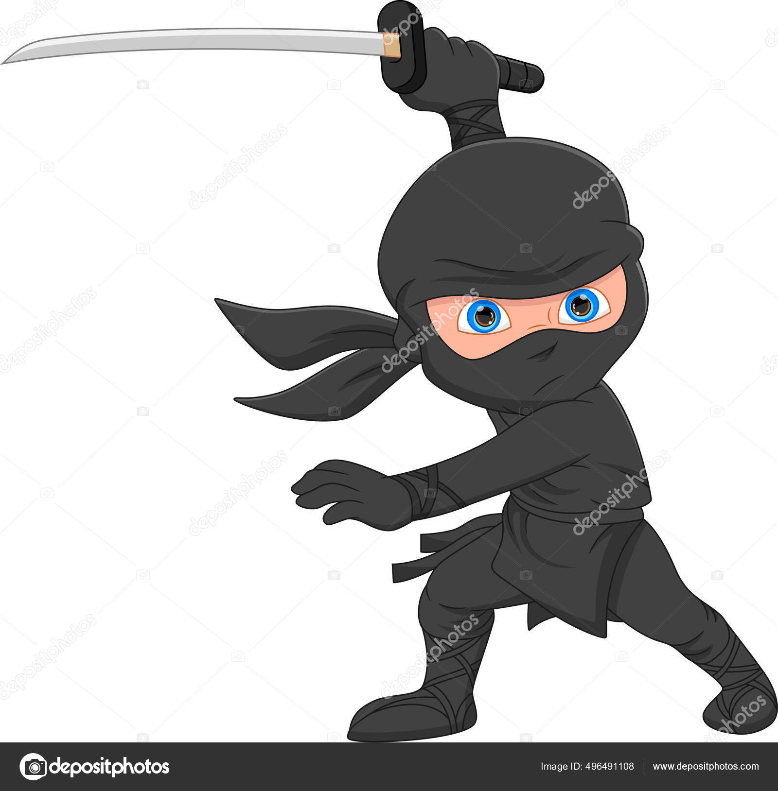 Desenhos animados Ninja ilustração do vetor. Ilustração de cara