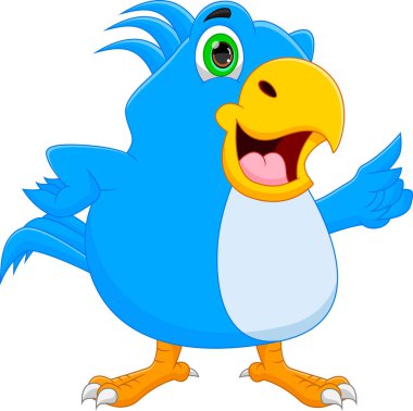 Beyaz arka planda sevimli yavru kuş karikatürü