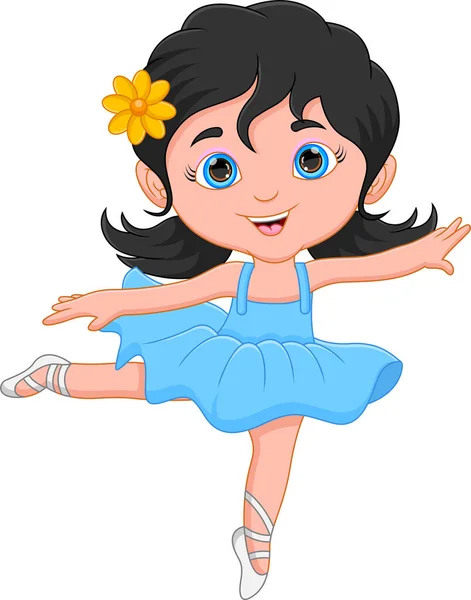 Lustige Kleine Mädchen Ballerina Auf Weißem Hintergrund — Stockvektor